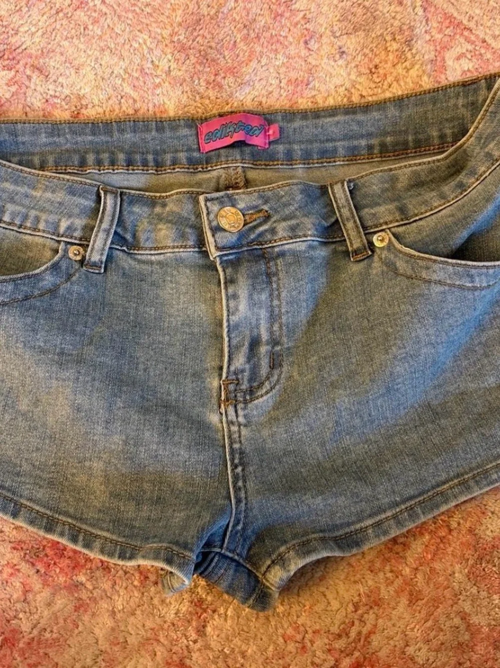 Edikted Jagger Low Rise Denim Shorts.